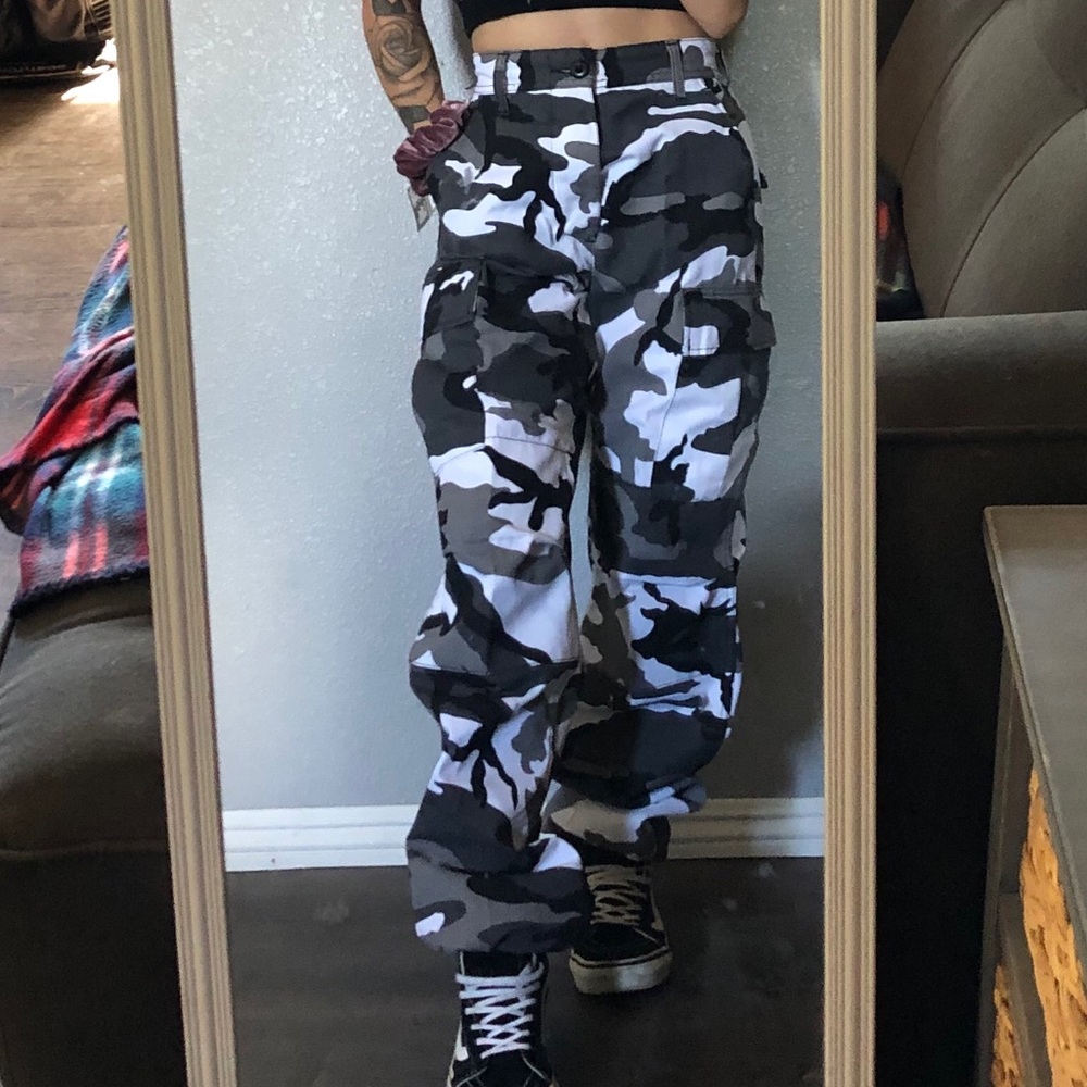 Black and White Cargo Pants